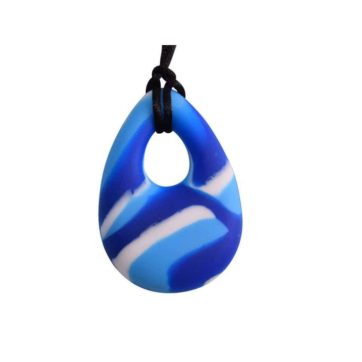 buds oval Chew Pendant With Breakaway Clasp Necklace- Blue Swirl Color buds Chubuddy 