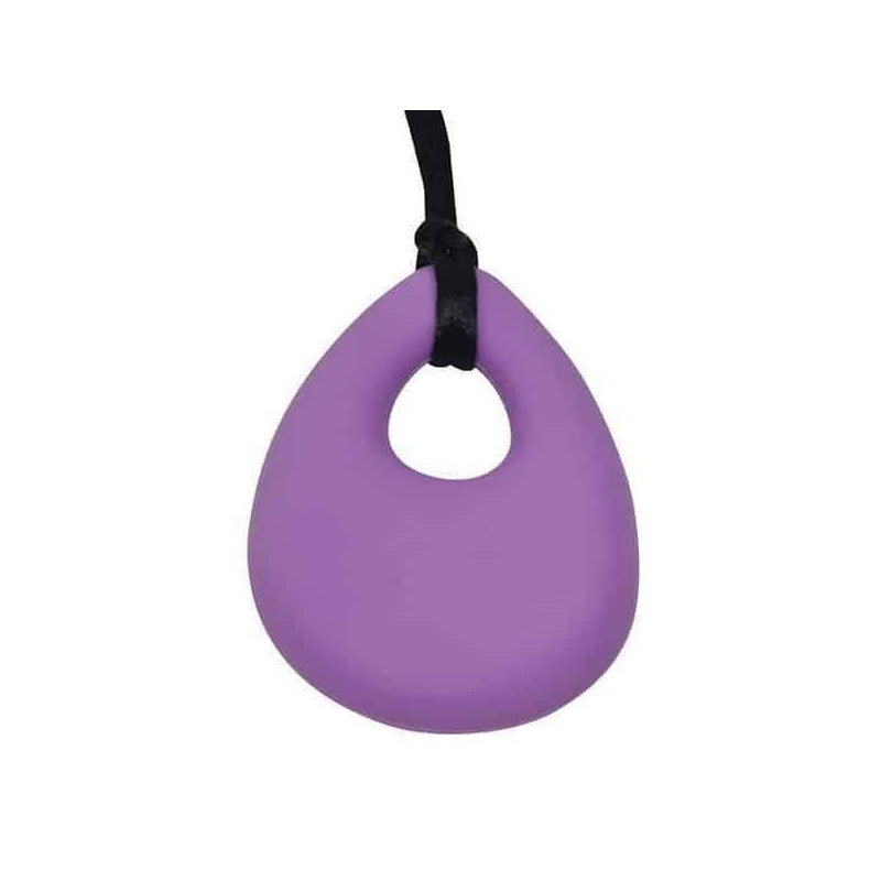Oval Chew Pendant With Breakaway Clasp Necklace- Lilac Color