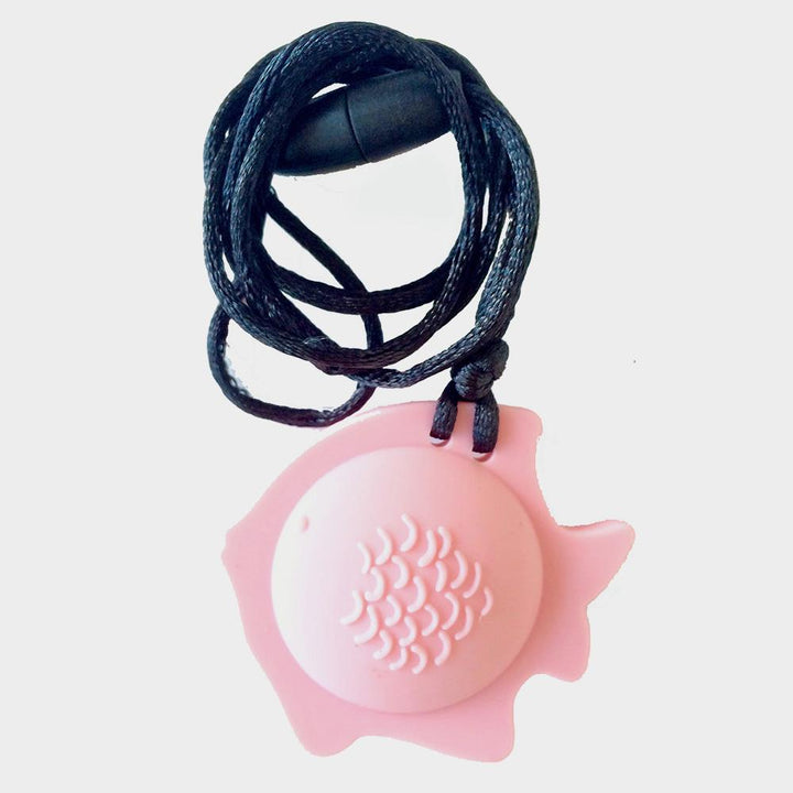 Fish Chew Pendant With Breakaway Clasp Necklace- Pink Color Chews &amp; Pendants Chubuddy 