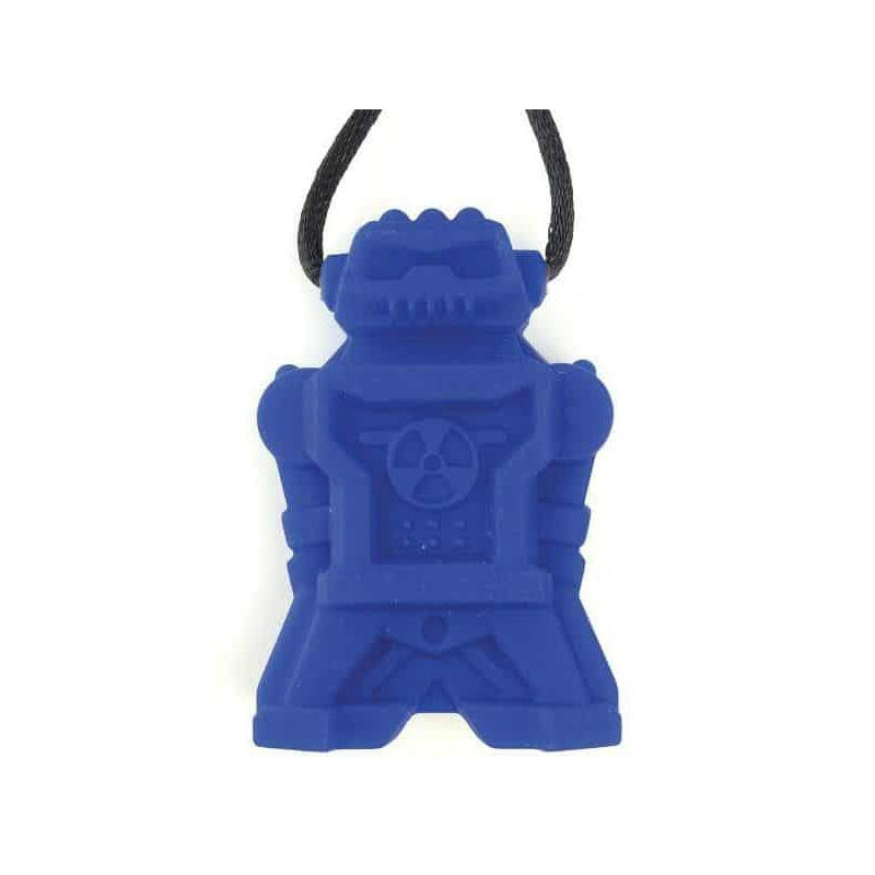 Robot Chew Pendant With Break Away Clasp Necklace- Blue Color