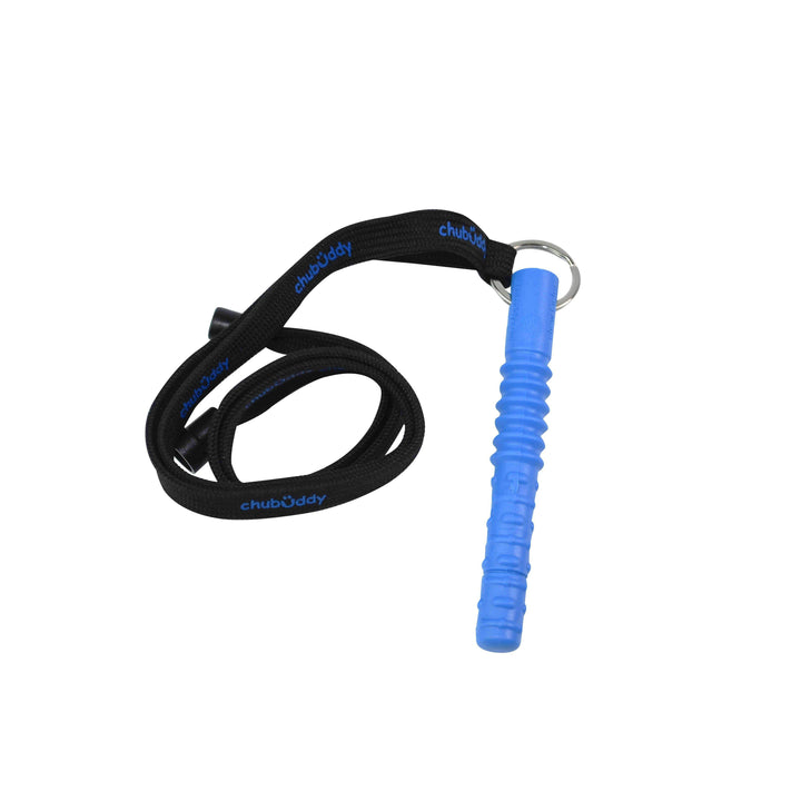 Tube Zilla, Blue On Neck Lanyard | 70A Durometer Soft | Chew Factor 3.0 Strong | For Larger Mouths Strong chews Chubuddy 
