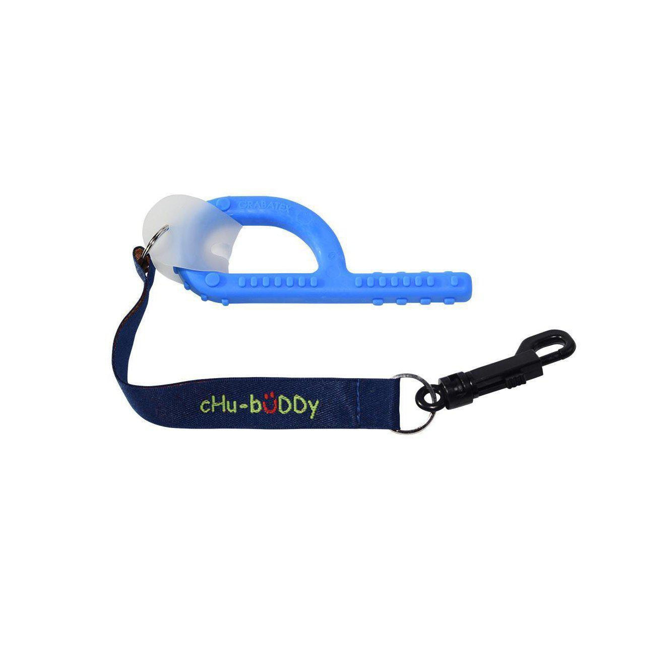 Embroidered Clip-on Chew Holder - Navy and Green with Universal Chew Strap