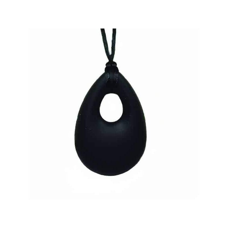 Oval Chew Pendant With Breakaway Clasp Necklace- Licorice Color