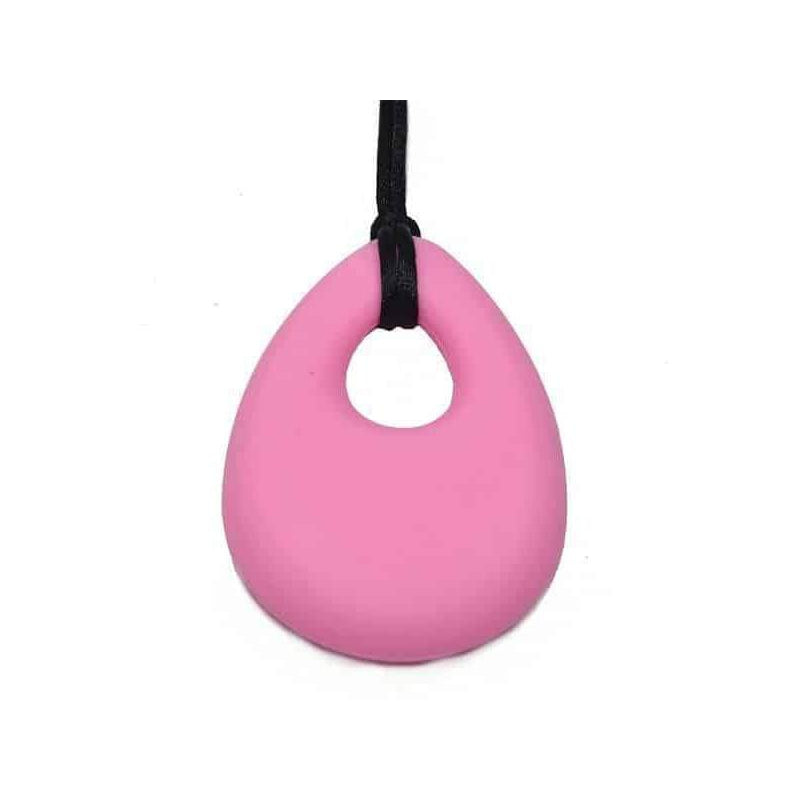 Oval Chew Pendant With Breakaway Clasp Necklace- Baby Doll Pink Color