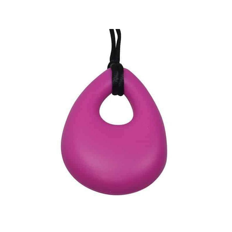 Oval Chew Pendant With Breakaway Clasp Necklace- Fuschia Color