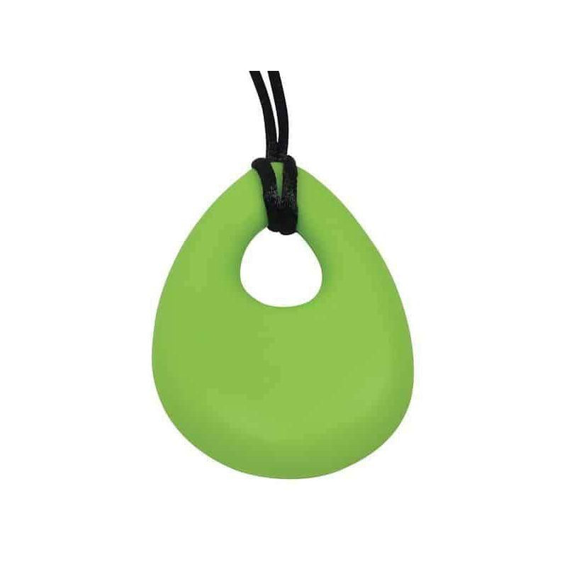 Oval Chew Pendant With Breakaway Clasp Necklace- Hot Lime Color