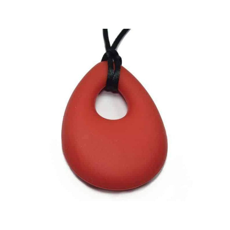 Oval Chew Pendant With Breakaway Clasp Necklace- Red Hot Color