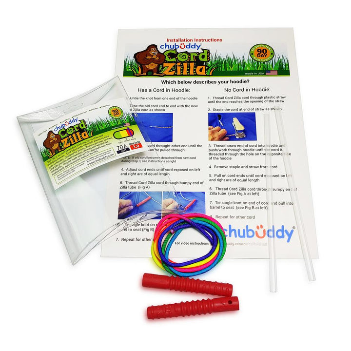Chubuddy Red Cord Zilla with Rainbow Cord and Install Pack| 70A Durometer Soft | Chew Factor 3.0 Strong | Attaches to Most Hoodies | Discreet Strong chews Chubuddy 