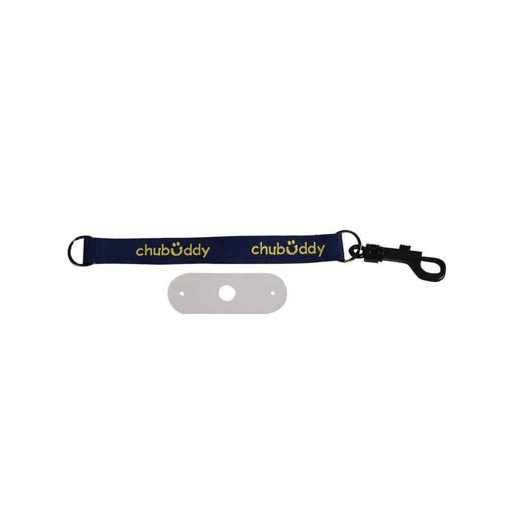 Chew Holders - Navy Embroidered Gold chewy holder & strap Chubuddy 