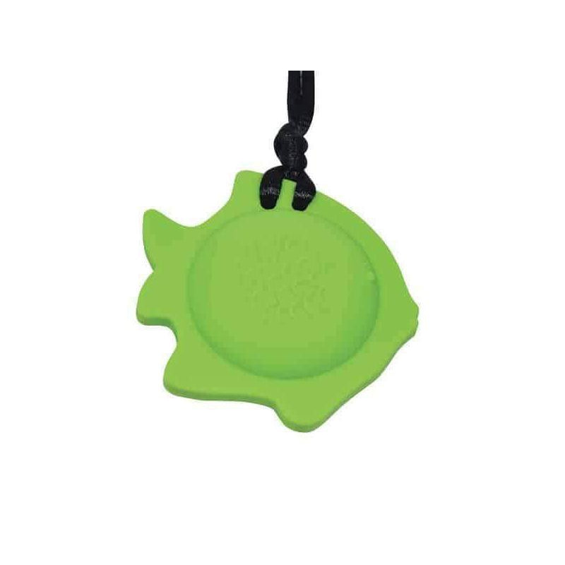 Fish Chew Pendant With Breakaway Clasp Necklace- Hot Lime Color Chews & Pendants Chubuddy 