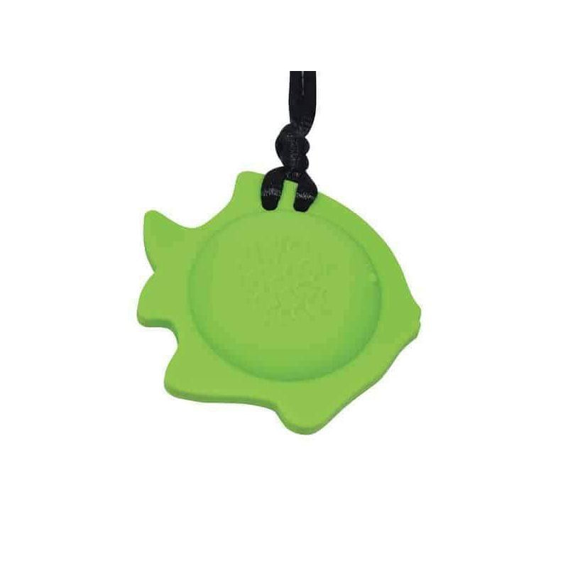 Fish Chew Pendant With Breakaway Clasp Necklace- Hot Lime Color