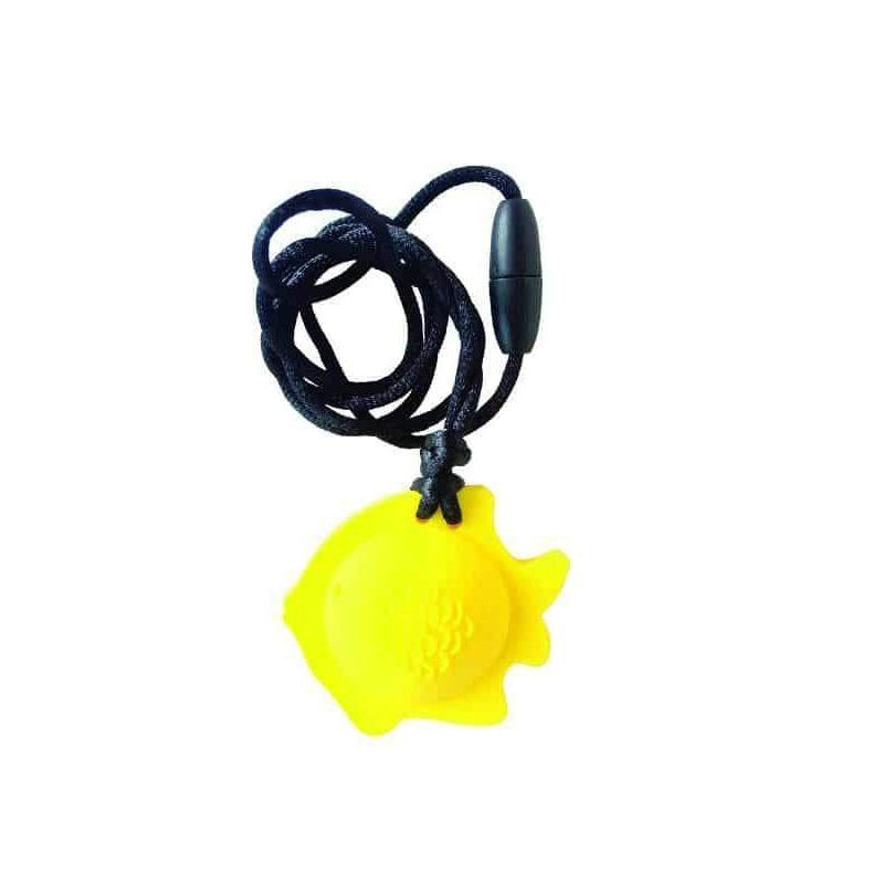 Fish Chew Pendant With Breakaway Clasp Necklace- Lemon Color