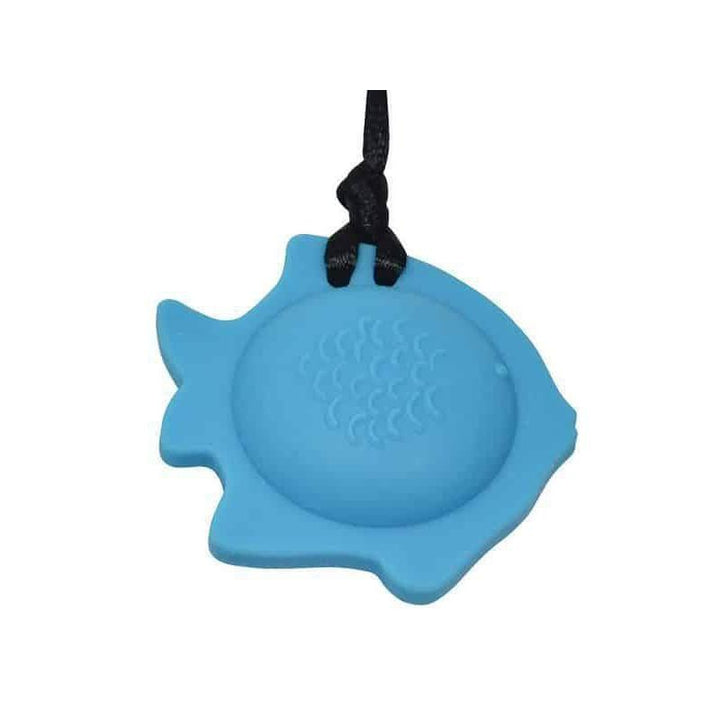 Fish Chew Pendant With Breakaway Clasp Necklace- Sky Blue Color Chews &amp; Pendants Chubuddy 
