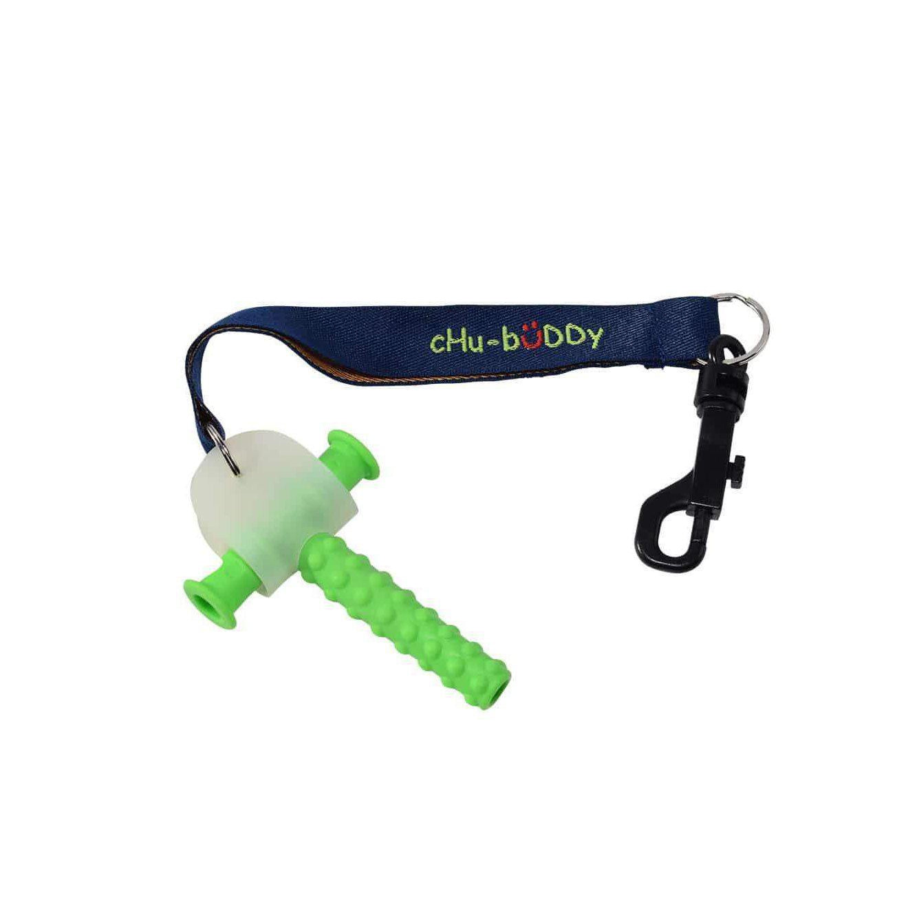 Embroidered Clip-on Chew Holders Set of 2 - Navy and Green with Universal Chew Strap
