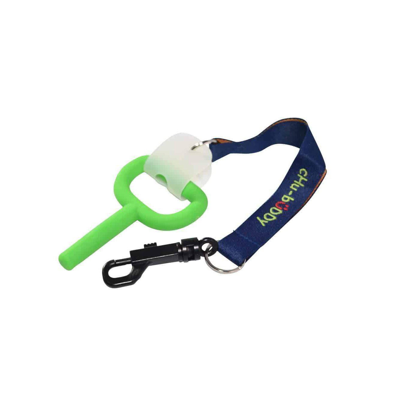 Embroidered Clip-on Chew Holders Set of 2 - Navy and Green with Universal Chew Strap