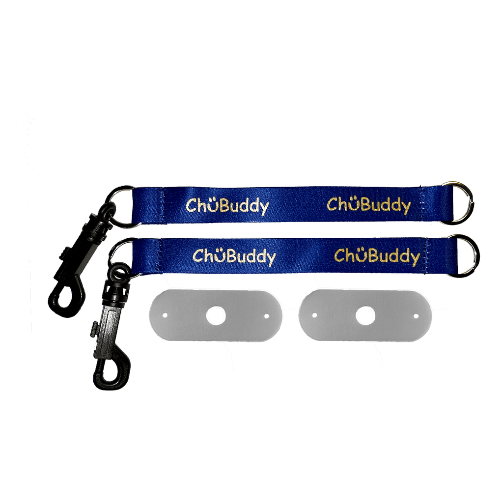 Chew Holders Set of 2 - 2 Navy Sublimated tether-bracelets and 2 natural straps chewy holder & strap Chubuddy 