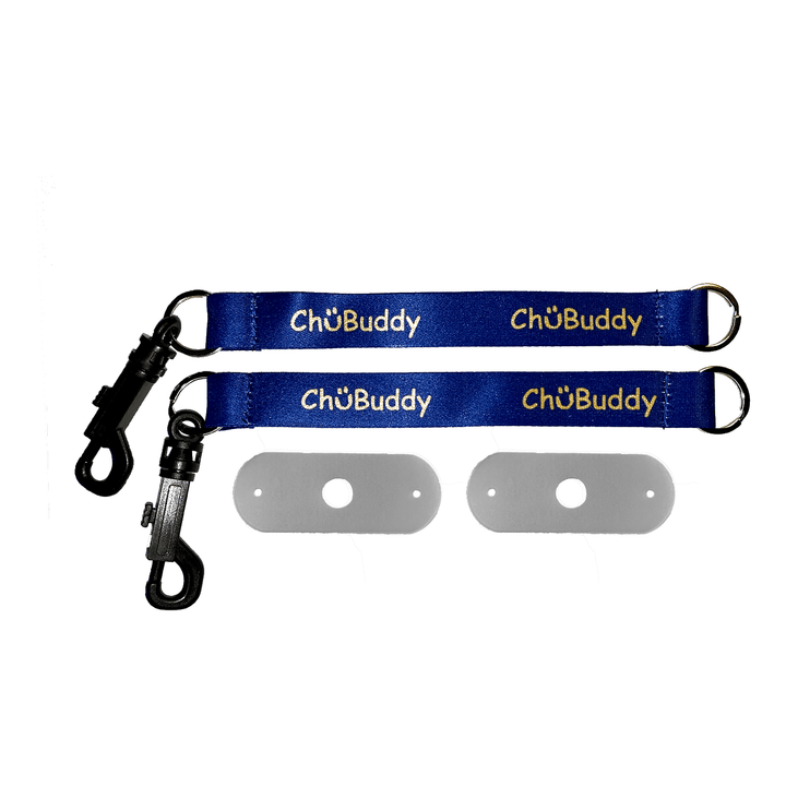 Chew Holders Set of 2 - 2 Navy Sublimated tether-bracelets and 2 natural straps chewy holder &amp; strap Chubuddy 