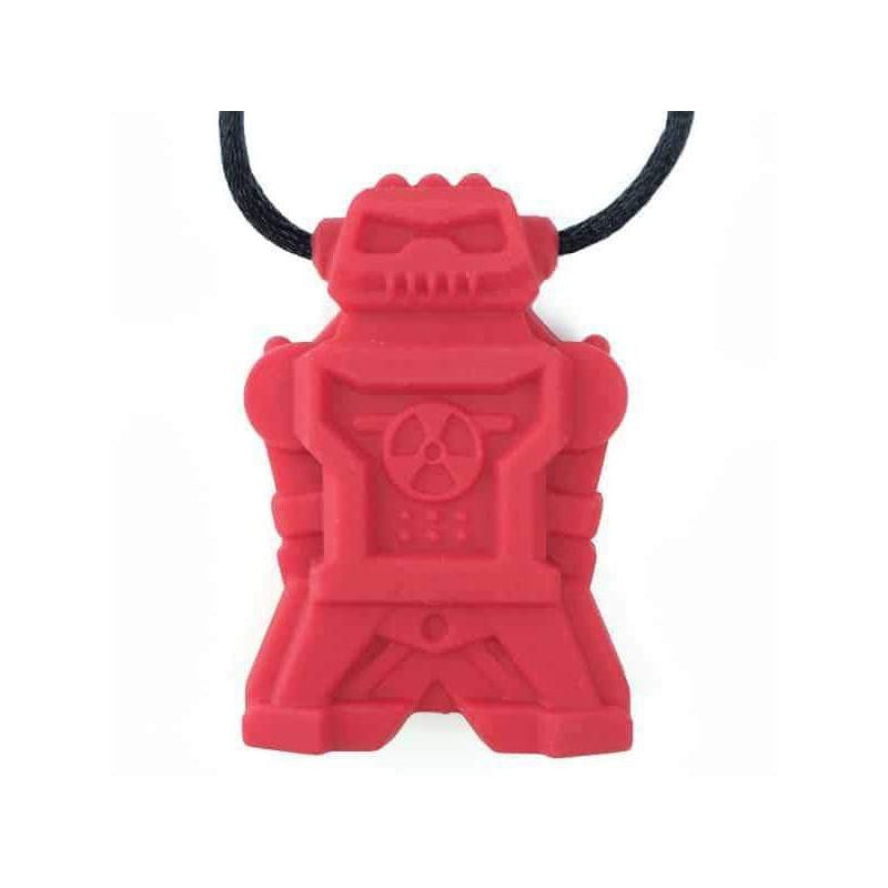 Robot Chew Pendant With Break Away Clasp Necklace- Red Color