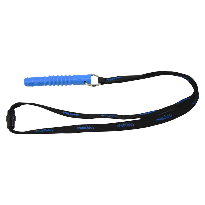 Tube Zilla Jr, Blue On Neck Lanyard | 70A Durometer Soft | Chew Factor 3.0 Strong | For Smaller Mouths Strong chews Chubuddy 