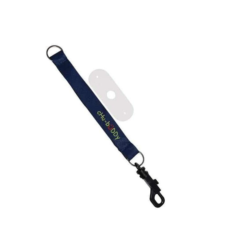 Embroidered Clip-on Chew Holder - Navy and Green with Universal Chew Strap
